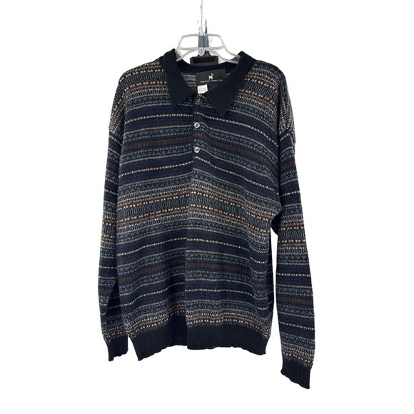 Peruvian Connection Alpaca Polo 1/4 Button-down Men's Sweater L - Picture 1 of 6